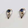 18 K White & Yellow Gold Diamond & Sapphire Earrings - Image 2