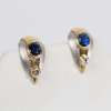18 K White & Yellow Gold Diamond & Sapphire Earrings